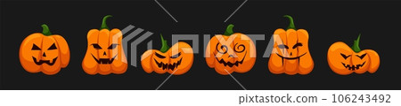 Halloween orange pumpkins with face 106243492