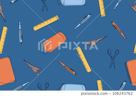Background with school supplies. Seamless pattern back to school. Vector. Vector illustration 106243762