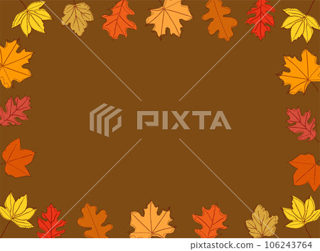 Frame autumn leaves. Autumn leaves frame on brown background. Vector illustration Frame autumn leaves. Autumn leaves frame on brown background. Vector illustration 106243764