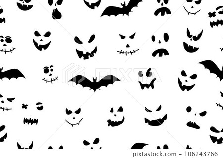 Happy Halloween background vector illustration. Scary eyes and bats. Seamless pattern. Happy Halloween background vector illustration. Scary eyes and bats. Seamless pattern. 106243766