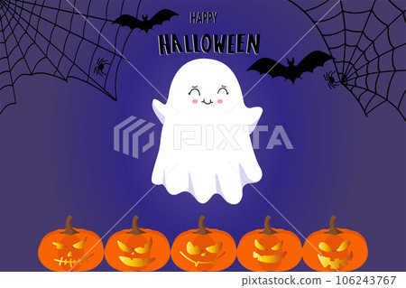 Cute autumn backgrounds with ghost, pumpkins, spider web. Colorful vector templates for social media post, flyer, postcard design. vector illustration Cute autumn backgrounds with ghost, pumpkins, spider web. Colorful vector templates for social media post, flyer, postcard design. vector illustration 106243767