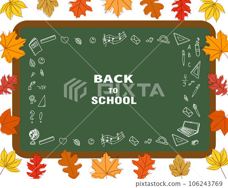 Background of school icons in doodle style. School education. Back to school doodle drawing. Background of school icons in doodle style. School education. Back to school doodle drawing. 106243769