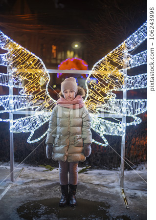 girl on the background of luminous wings girl on the background of luminous wings 106243998