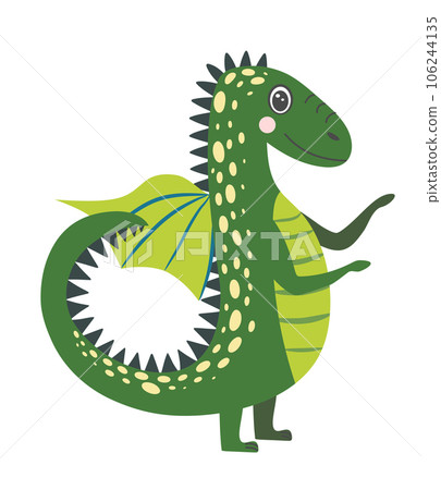 Year of the Dragon 2024, Chinese calendar. Cute green christmas dragon in santa hat 106244135