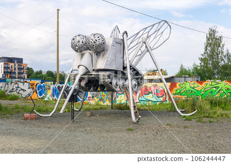 modern art object, metal outdoor sculpture of the Onega mosquito in Petrozavodsk, Russia modern art object, metal outdoor sculpture of the Onega mosquito in Petrozavodsk, Russia 106244447