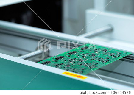 stage of PCB production on the conveyor of automatic production line stage of PCB production on the conveyor of automatic production line 106244526