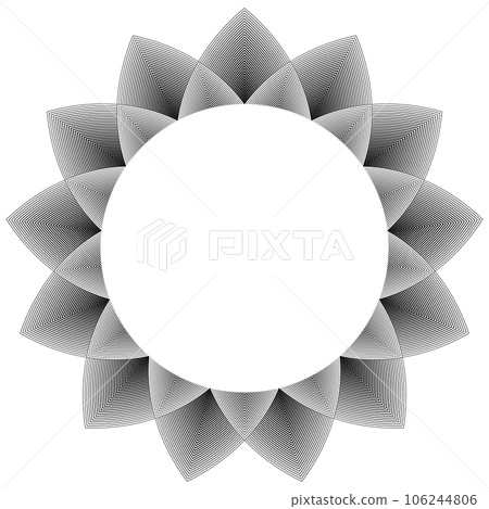 Abstract Geometric Halftone Radial Pattern in Flower Shape for Decorative Frame. Vector Art. 106244806