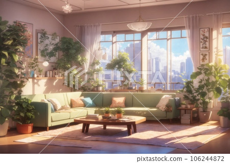 A bright and sunny living room with plenty of windows in a modern, minimal loft style. A bright and sunny living room with plenty of windows in a modern, minimal loft style. 106244872