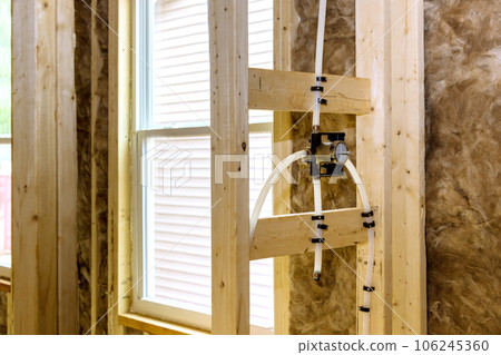 Bathroom fixture connection under wall plumbing for tub, shower valve pipe system 106245360