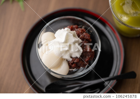 cream shiratama zenzai, traditional japanese dessert cream shiratama zenzai, traditional japanese dessert 106245878