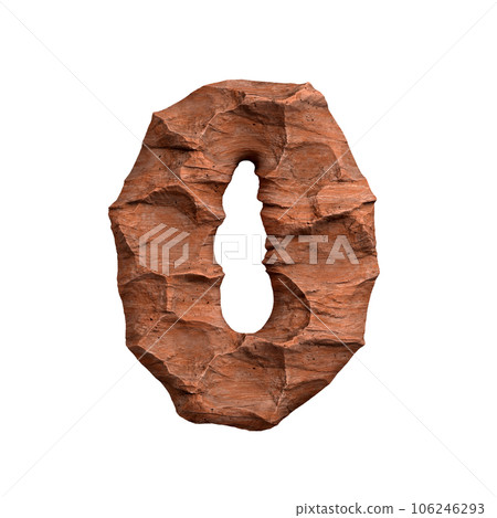 Desert sandstone number 0 - 3d red rock digit - Suitable for Arizona, geology or desert related subjects 106246293