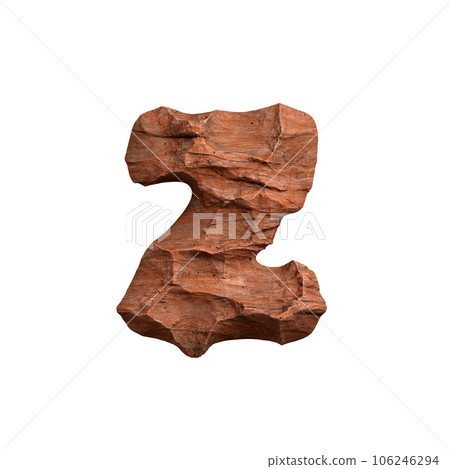 Desert sandstone letter Z - Lower-case 3d red rock font - Suitable for Arizona, geology or desert related subjects 106246294
