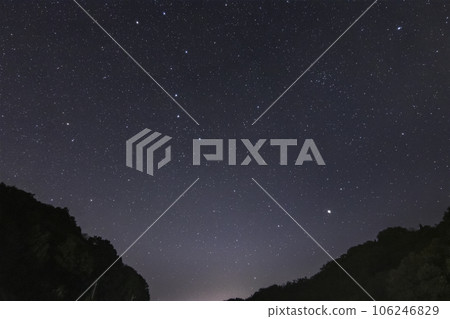 The Big Dipper rises in the autumn starry sky 106246829
