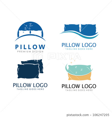 Sleeping Pillow Logo Template. Logo for Business, Interior, Furniture and Sleep Symbol. Sleeping Pillow Logo Template. Logo for Business, Interior, Furniture and Sleep Symbol. 106247205