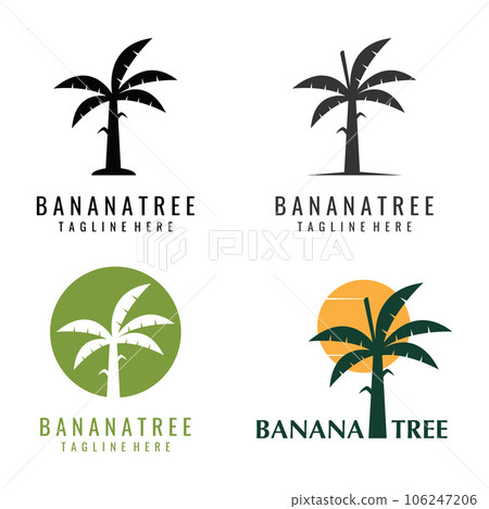 Banana Tree Silhouette Vector Simple Logo Template. Banana Tree Silhouette Vector Simple Logo Template. 106247206