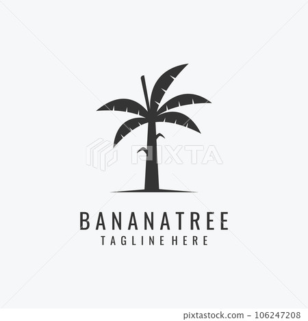Banana Tree Silhouette Vector Simple Logo Template. Banana Tree Silhouette Vector Simple Logo Template. 106247208