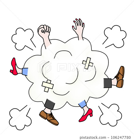 A manga-like illustration of a fight between men and women A manga-like illustration of a fight between men and women 106247780