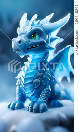 Ice dragon 3d cartoon character illustration Ice dragon 3d cartoon character illustration 106248261