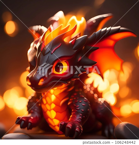 Fire dragon 3d cartoon character illustration 106248442