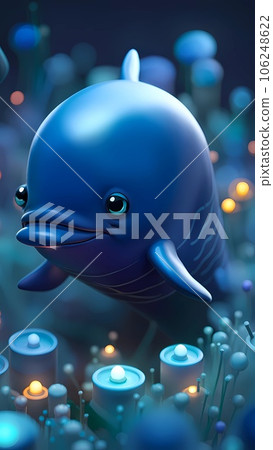Whale 3d cartoon illustration 106248622