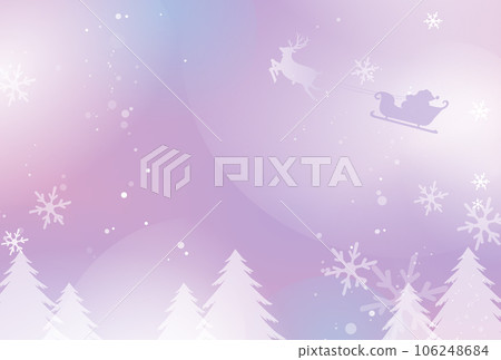 Illustration of Santa and reindeer in a snowy forest (purple) Illustration of Santa and reindeer in a snowy forest (purple) 106248684