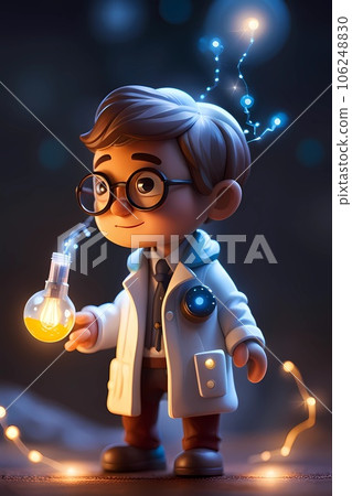 Scientist 3d cartoon character illustration  106248830