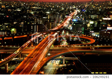 《Osaka Prefecture》Urban transportation network Night view of Higashi-Osaka Junction 《Osaka Prefecture》Urban transportation network Night view of Higashi-Osaka Junction 106249281