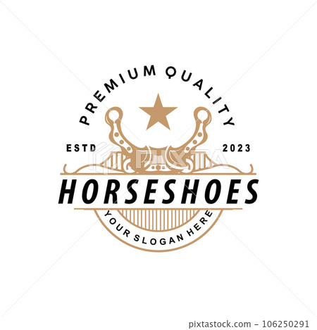 Simple Minimalist Horseshoe Logo, Western Cowboy Farm Ranch Retro Vintage Retro Design 106250291
