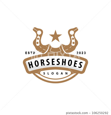 Simple Minimalist Horseshoe Logo, Western Cowboy Farm Ranch Retro Vintage Retro Design 106250292