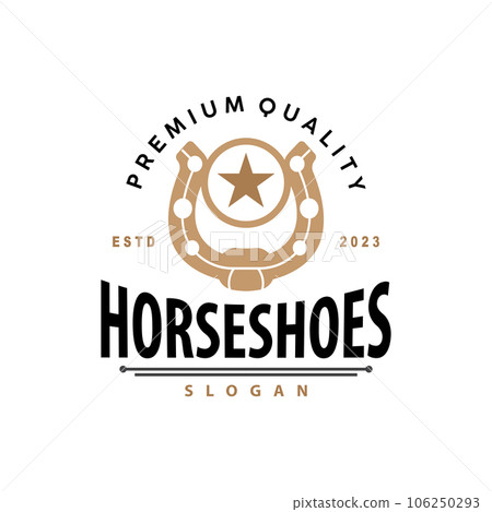 Simple Minimalist Horseshoe Logo, Western Cowboy Farm Ranch Retro Vintage Retro Design 106250293