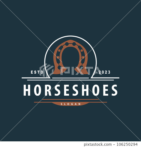 Simple Minimalist Horseshoe Logo, Western Cowboy Farm Ranch Retro Vintage Retro Design 106250294