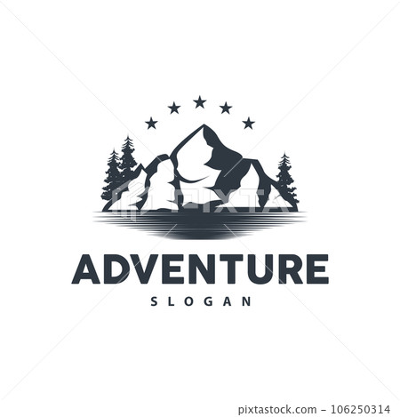 Mountain Nature Landscape Logo Simple Minimalist Design, Vector Illustration Symbol Template 106250314