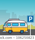 Caravan van icon illustrations isolated on the colored background 106250823
