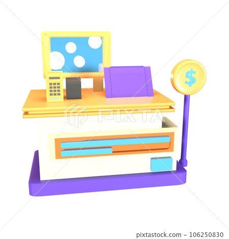 3D icon ticket counter rendered isolated on the transparent background 3D icon ticket counter rendered isolated on the transparent background 106250830