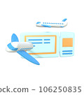 3D icon airplane boarding pass rendered isolated on the transparent background 106250835