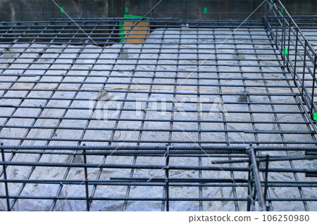 Dirt floor reinforcing bars for house foundations Dirt floor reinforcing bars for house foundations 106250980