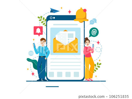 Email Newsletter Vector Illustration with Envelope, Electronic Mail Message or Mobile Service Background in Flat Cartoon Hand Drawn Templates Email Newsletter Vector Illustration with Envelope, Electronic Mail Message or Mobile Service Background in Flat Cartoon Hand Drawn Templates 106251835