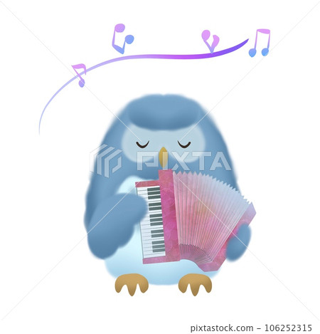 Cute illustration of an owl playing the accordion 106252315