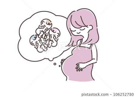 A set of pregnant women with triplets babies in their stomachs 106252780