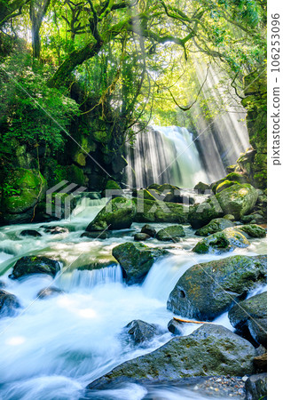 Meotodaki Falls and Rays of Light in Summer, Aso District, Kumamoto Prefecture 106253096