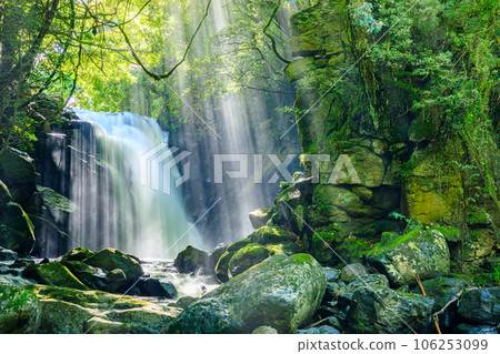 熊本縣阿蘇郡的夫妻瀧瀑布和夏日的光芒 106253099