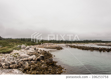 Exploring the beach in the morning at Kejimkujik National Park Seaside, Nova Scotia, Canada 106253758