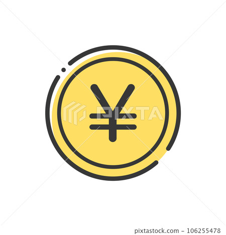 Simple coin icon with ¥ character- image of money, yen and yuan of Japan, China, etc. 106255478