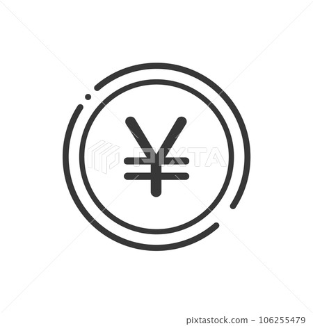 Simple coin icon with ¥ character- image of money, yen and yuan of Japan, China, etc. 106255479