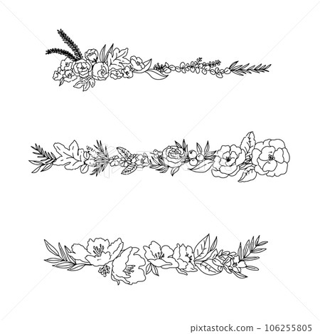 Stylish line drawing flower illustration, simple, wedding, label design 106255805