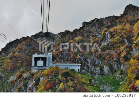 秋天的立山黑部阿爾卑斯山路線 從立山纜車眺望的景色 秋天的立山黑部阿爾卑斯山路線 從立山纜車眺望的景色 106255917
