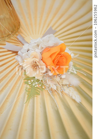 Groom's orange rose boutonniere Groom's orange rose boutonniere 106255962
