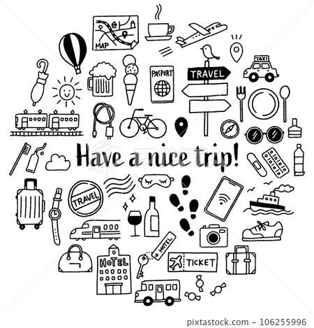 簡單可愛的手繪旅行插畫集（單色） 106255996