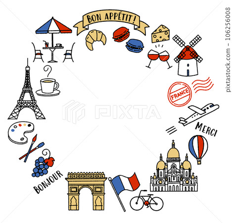 Illustration frame (tricolor) related to simple and cute France 106256008