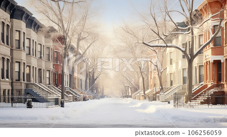 cozy snow-covered winter streets of the city in anticipation of the New Year holidays. High quality photo cozy snow-covered winter streets of the city in anticipation of the New Year holidays. High quality photo 106256059